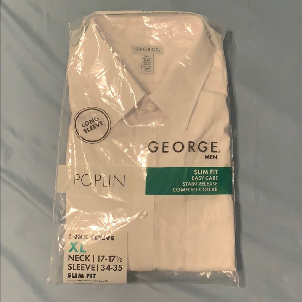 Slim Fit White Button Down Long Sleeve Shirt